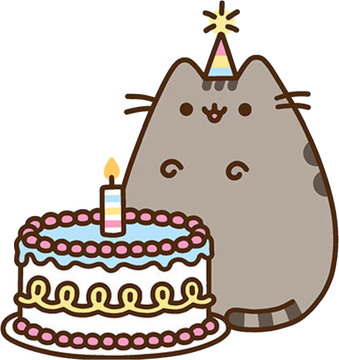 Pusheen with a birthday cake